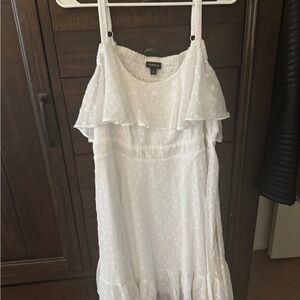 Torrid Strapless White Dress with Ruffles